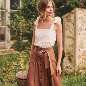 Sezane Coffee Jupe Amandine Skirt